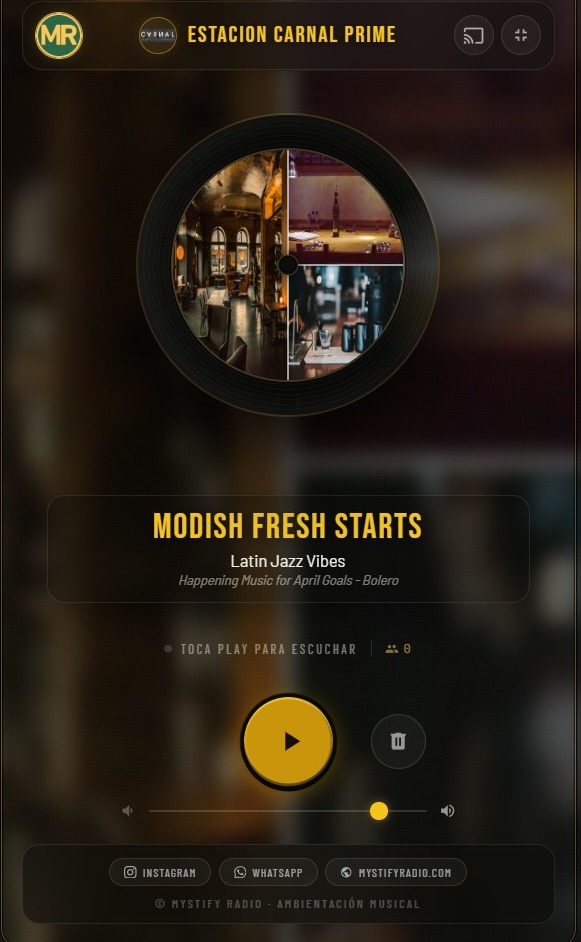 Player web personalizado de Estación Carnal Prime — Mystify Radio